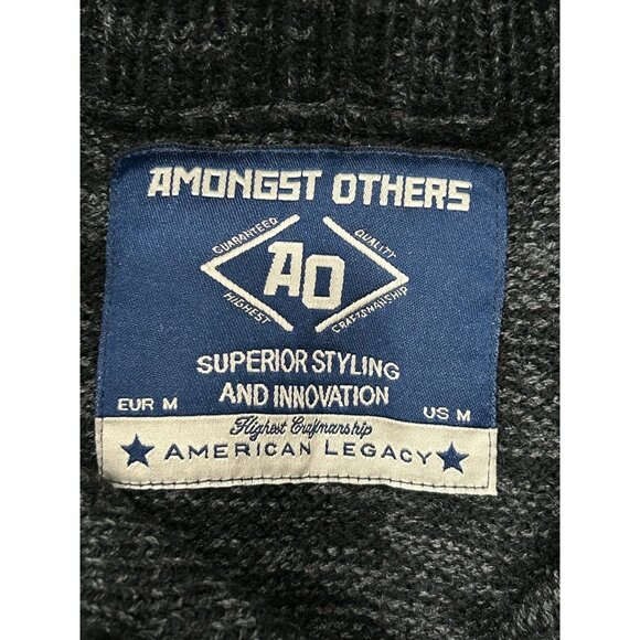 Amongst Others Reindeer Pattern Sweater Black Beige Button Collar Sz Medium - Picture 5 of 9